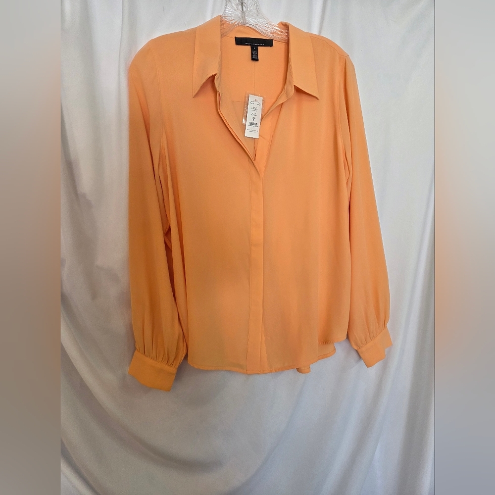 WHBM NWT Peach Flowy Button Up Blouse  Size S